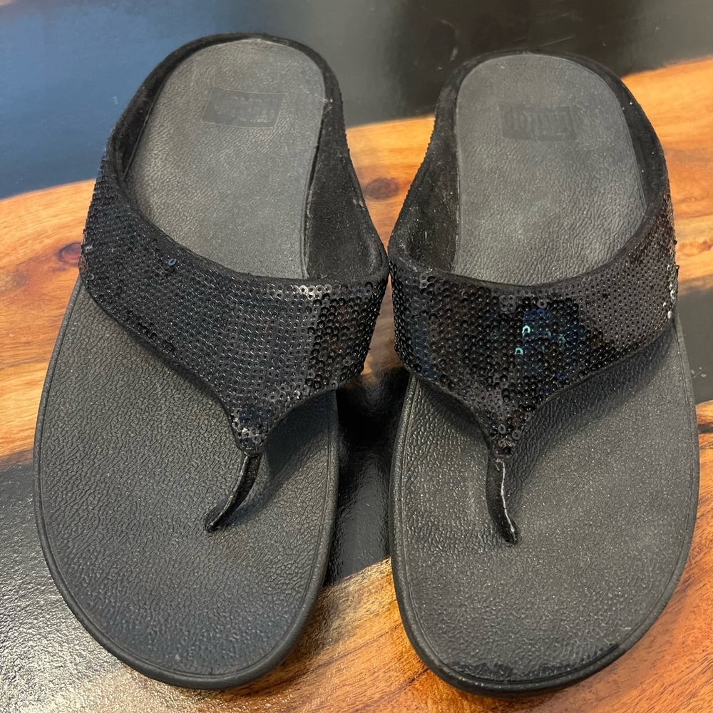 FitFlop Sequin black sandals, size 9. New without box